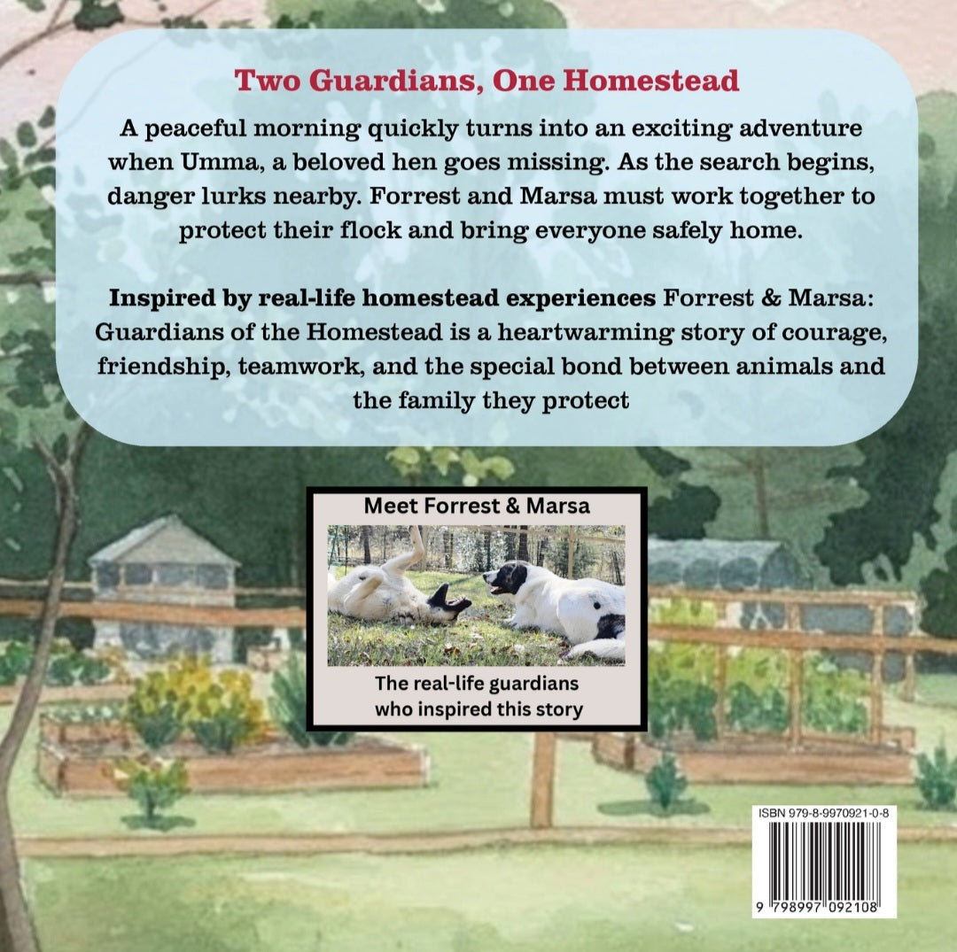 Back cover of Forrest & Marsa: Guardians of the Homestead – The Frantic Search for Umma